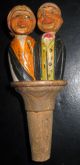 Vintage Anri Carved Wood Mechanical Bottle Stopper Carved Figures photo 1
