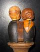 Vintage Anri Carved Wood Mechanical Bottle Stopper Carved Figures photo 2
