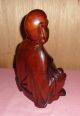Antique Hand Carved Wood Smiling Buddha,  10 