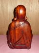 Antique Hand Carved Wood Smiling Buddha,  10 