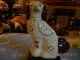 Staffordshire Figurine Dog Spaniel White,  Brown Patches & Gilt Collar Figurines photo 9