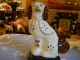 Staffordshire Figurine Dog Spaniel White,  Brown Patches & Gilt Collar Figurines photo 6