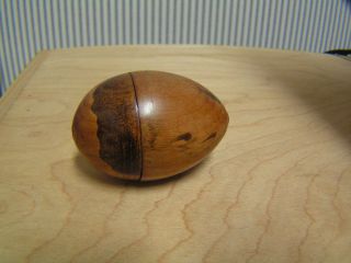 Lovely Antique Treen Wood Egg Shaped Box photo