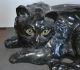 Antique Chalk Life Size Black Cat Glass Eyes Sculpture Figure Other photo 1