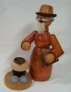 Vintage Erzgebirge Expertic Old Man Smoker Incence Burner Carved Wood Folk Art Carved Figures photo 4