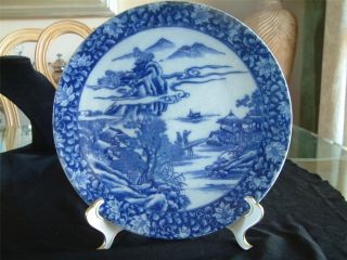 Antique Chinese Blue Plate 10.  75 