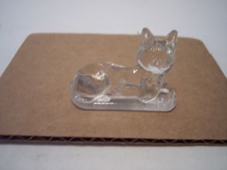 Rare Vintage 1920s Le Smith Miniature Crystal Clear Glass Cat Figurine Bow photo