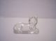 Rare Vintage 1920s Le Smith Miniature Crystal Clear Glass Cat Figurine Bow Figurines photo 3