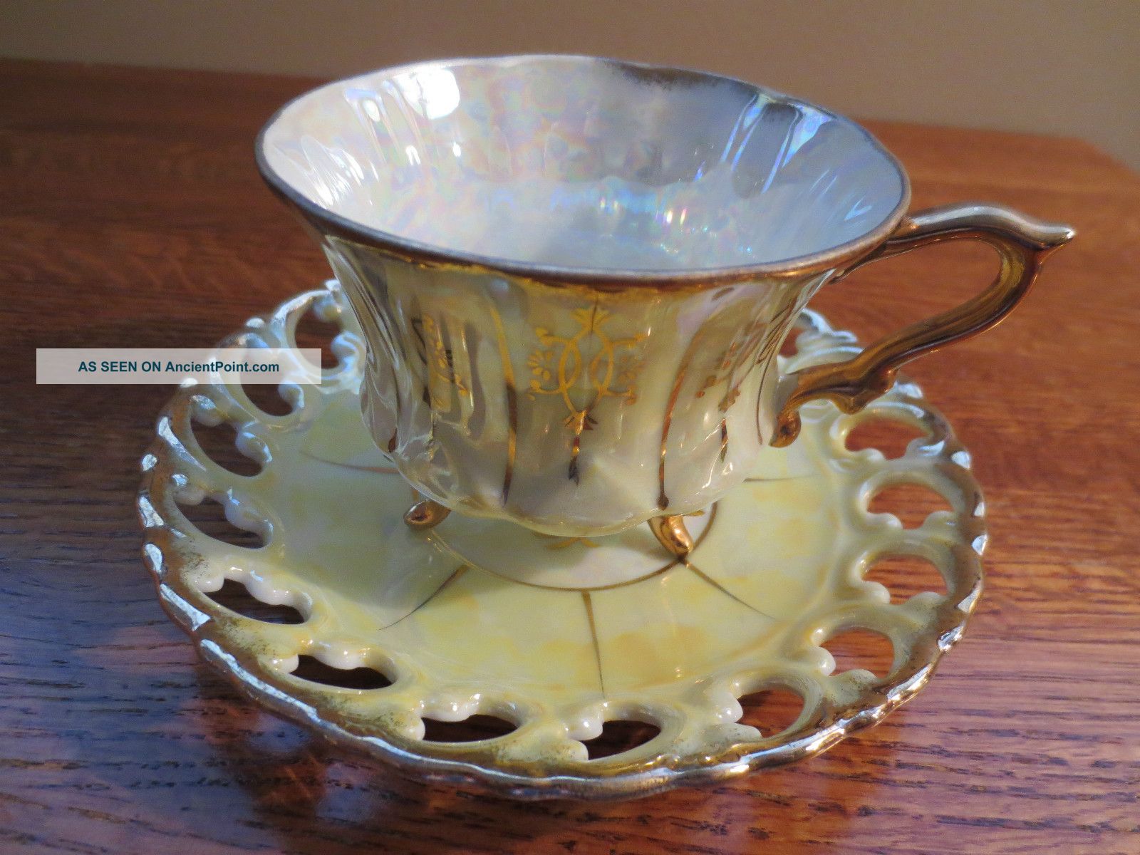 Antique Porcelain Footed Tea Cup And Saucer Excellent Cups & Saucers photo