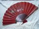 Antique Fan 2 Fans European French Handpainted Silk Leaf Carved Wood Abanico Other photo 5