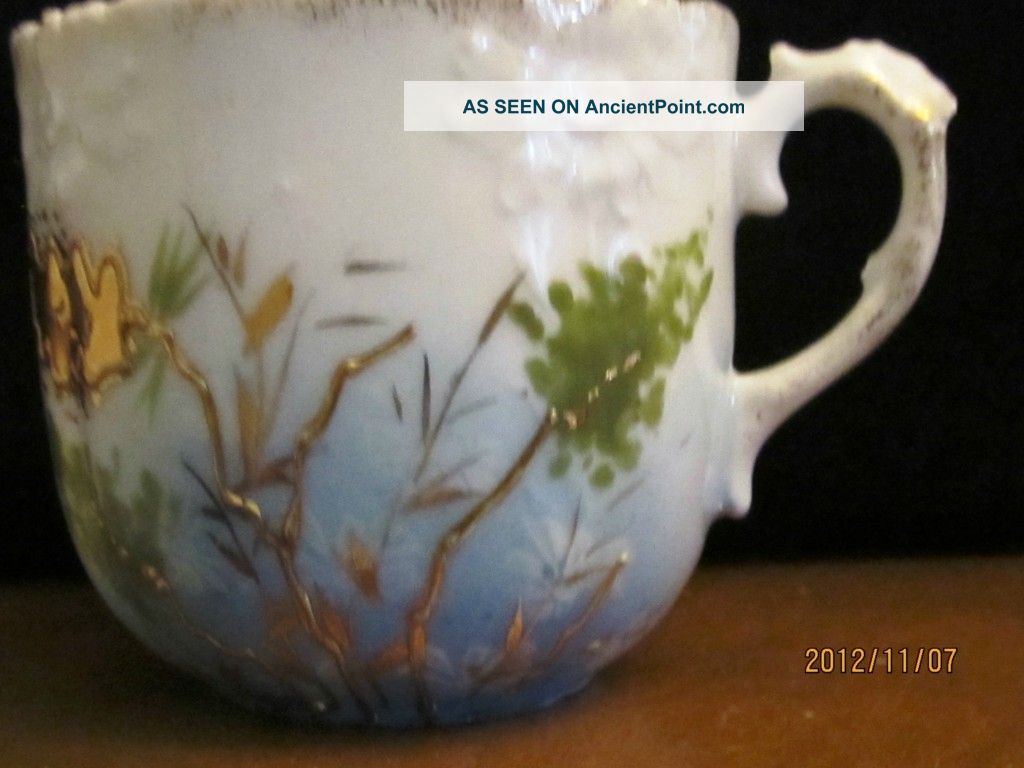 Antique Demitasse Small Floral Ceramic Cup Cups & Saucers photo