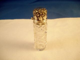 Antique La Pierre Chatelaine Sterling Silver Crystal Purse Size Perfume Bottle photo