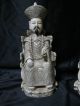 Antique Hand Carved Ox Bone Polychrome Chinese Emperor & Empress 19th.  C.  Signed Men, Women & Children photo 2