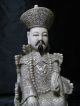 Antique Hand Carved Ox Bone Polychrome Chinese Emperor & Empress 19th.  C.  Signed Men, Women & Children photo 3