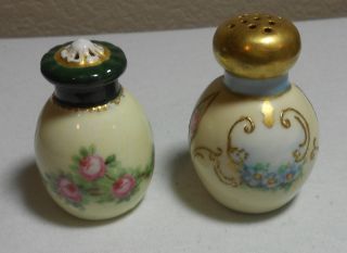 Antique Vintage Salt Pepper Shakers 2 Singles Hand Painted Porcelain photo