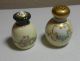 Antique Vintage Salt Pepper Shakers 2 Singles Hand Painted Porcelain Salt & Pepper Shakers photo 3