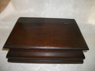 Vintage Wood Desk Top Stationary Box Hinged Lid photo