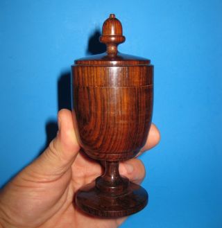 Signed Jeb 73 Exotic Hard Wood Treen Lathe Turned Footed Trinket Box Acorn Lid photo