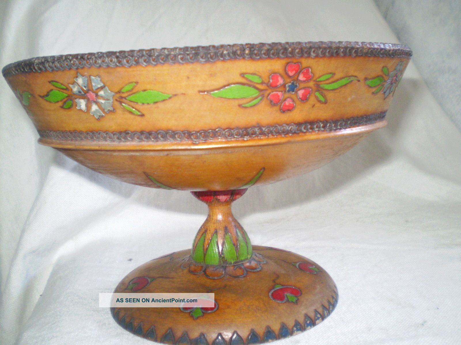 Vintage Old Wooden Painted Bowl Other photo