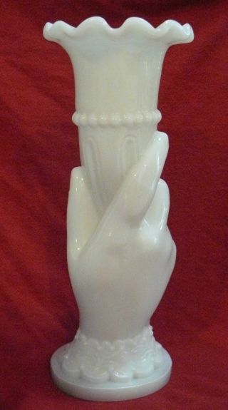 Antique Hand Vase White Milk Glass With Pontil: 1880 ' S Vintage photo