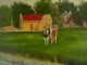 Two Miniature Oil Paintings On Oak Wood : Dutch Landscape / Cow / Church / Farm Other photo 5