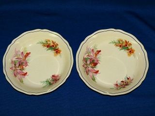 Royal Doulton Orchid Flowers Bowls Dishes Dessert Sweets Soup Vintage China photo