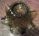 Vintage Greenish Brown Carnival Glass Basket W/glass Handle Other photo 2