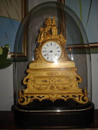 French 19th C.  Gilt Mantle Clock By Bonniere Et Cousteix photo