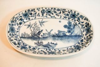Vintage Blue White Porcelain Rabbit Plate Bowl photo