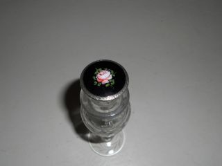 Antique Sterling Enamel Etched Glass Perfume Bottle,  Nr photo