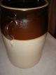 Antique Southern Pottery Glazed Crock 3 Creme And Brown Butter Churn Crocks photo 1