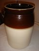 Antique Southern Pottery Glazed Crock 3 Creme And Brown Butter Churn Crocks photo 3