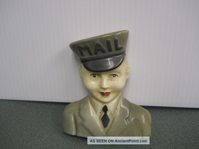 Vintage Ceramic Bust Of A Mail Carrier Figurines photo