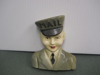 Vintage Ceramic Bust Of A Mail Carrier photo