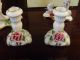 Antique Vintage Dresden Porcelain Candle Holders Flowers Excellent Cond. Candle Holders photo 2