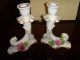 Antique Vintage Dresden Porcelain Candle Holders Flowers Excellent Cond. Candle Holders photo 3