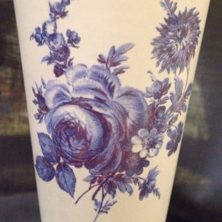 Antique Ceramic Blue Rose And Blue Wildflower Vase Stunnig Detail photo