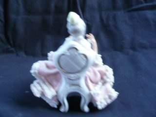 Vintage Crown Dreseden Lace Collectible Figurine Lady On Small Chair photo