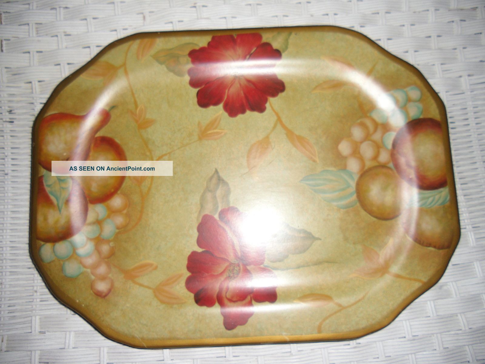 Antique Flower Plate Metalware photo
