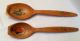 2 Tole Painted Vintage Wood Spoons W 19th C Figures,  Artist Signed Other photo 1