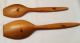 2 Tole Painted Vintage Wood Spoons W 19th C Figures,  Artist Signed Other photo 2