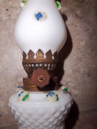 Small Antique Oil Lamp White Hobnail Milk Glass - Enesco Imports photo
