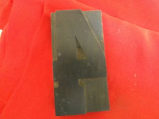 Authentic Antique Wooden Letterpress Type. .  5 Inches. . . . .  Number. . .  4. . . photo