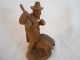 Vintage Carved Wood Statue Of Man W/knapsack And Sheep Carved Figures photo 1