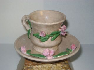 Vintage Hand Painted Mini Capodimonte Tea Cup And Saucer photo