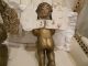 Vintage Pair Cherubs Angels Italy Figurines Instruments Gilded Old Florentine Carved Figures photo 2
