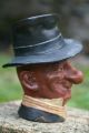 19th C.  Bernard Bloch Males Head Tobacco Jar Humidor With Hat Jars photo 1