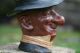 19th C.  Bernard Bloch Males Head Tobacco Jar Humidor With Hat Jars photo 3