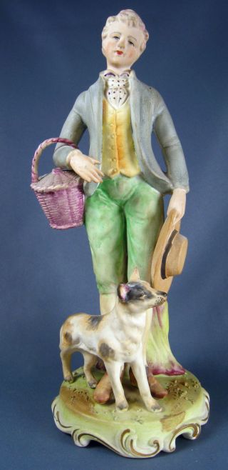 Vintage Arnartcreations Victorian Ceramic Or Porcelain Figure With Dog photo