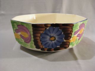 Rare Vtg German Porcelain Bowl,  Octagon,  Germany,  H Paint,  European Art Pottery photo